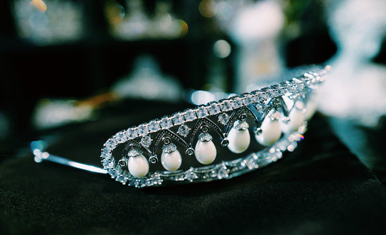 The Timeless Beauty of the Elegant Pearl and Zirconia Tiara - Regal Wedding Crown