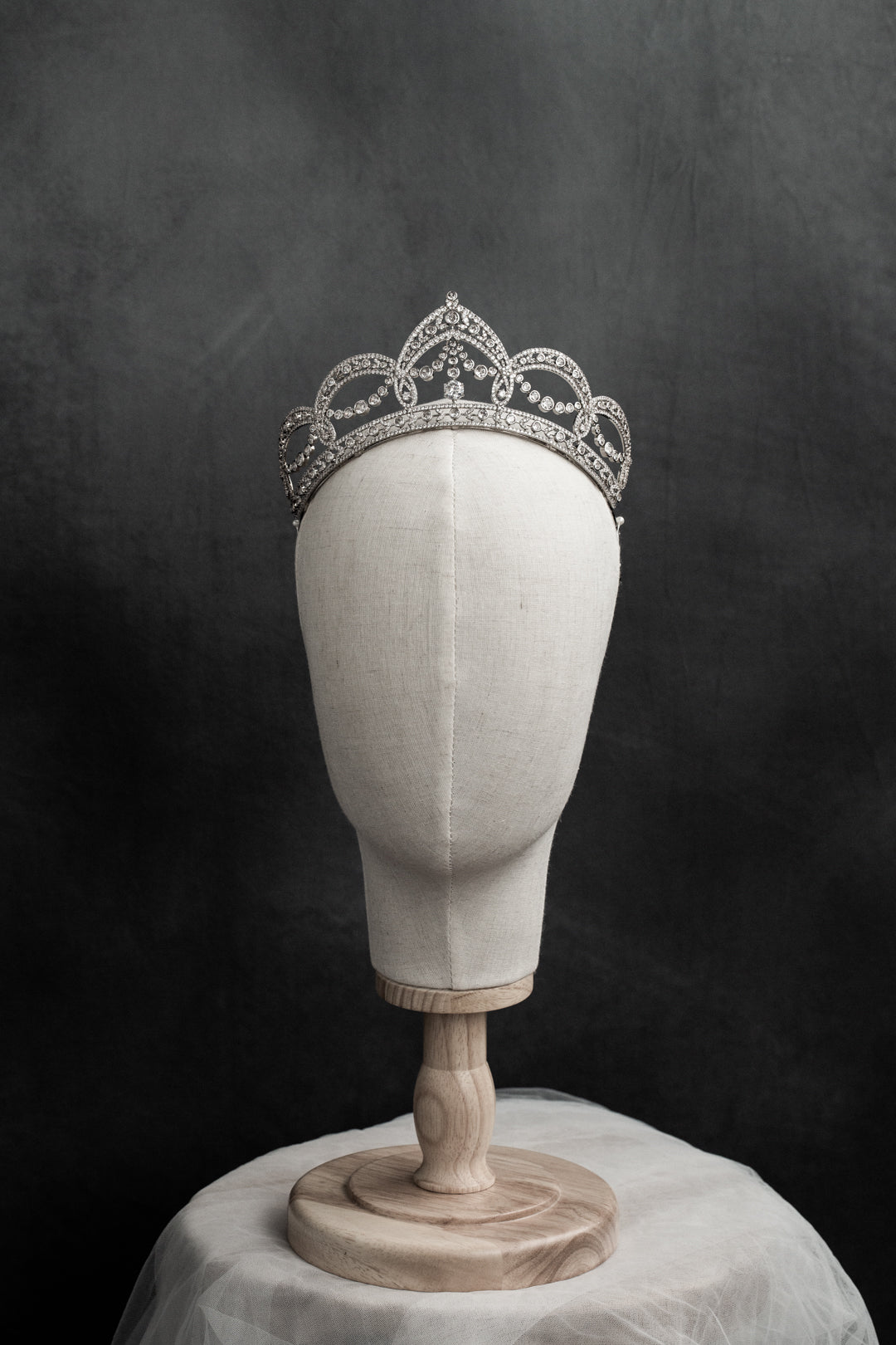 Baroque Zircon Tiara – 24K White Gold-Plated Crown with Natural Gemstones