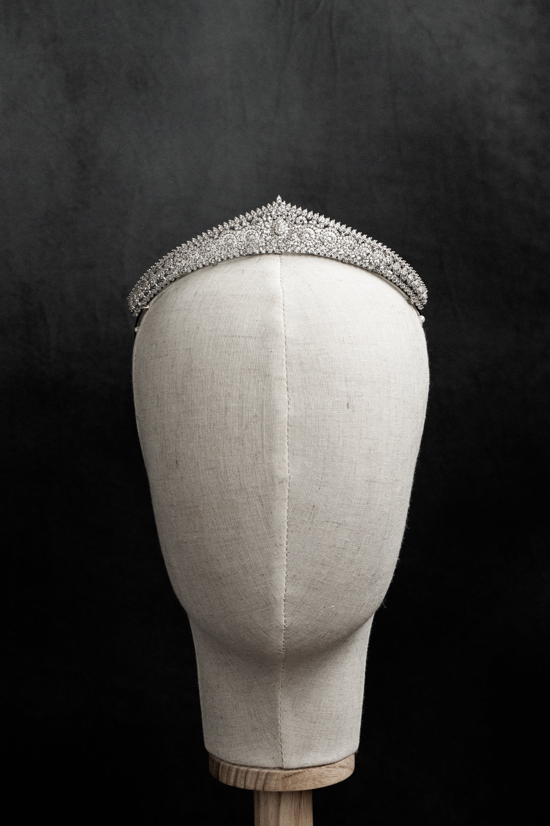 Natural Zircon Bridal Tiara – 24K White Gold-Plated Crown for Weddings