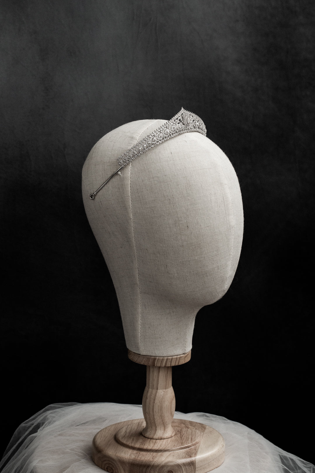 Natural Zircon Bridal Tiara – 24K White Gold-Plated Crown for Weddings