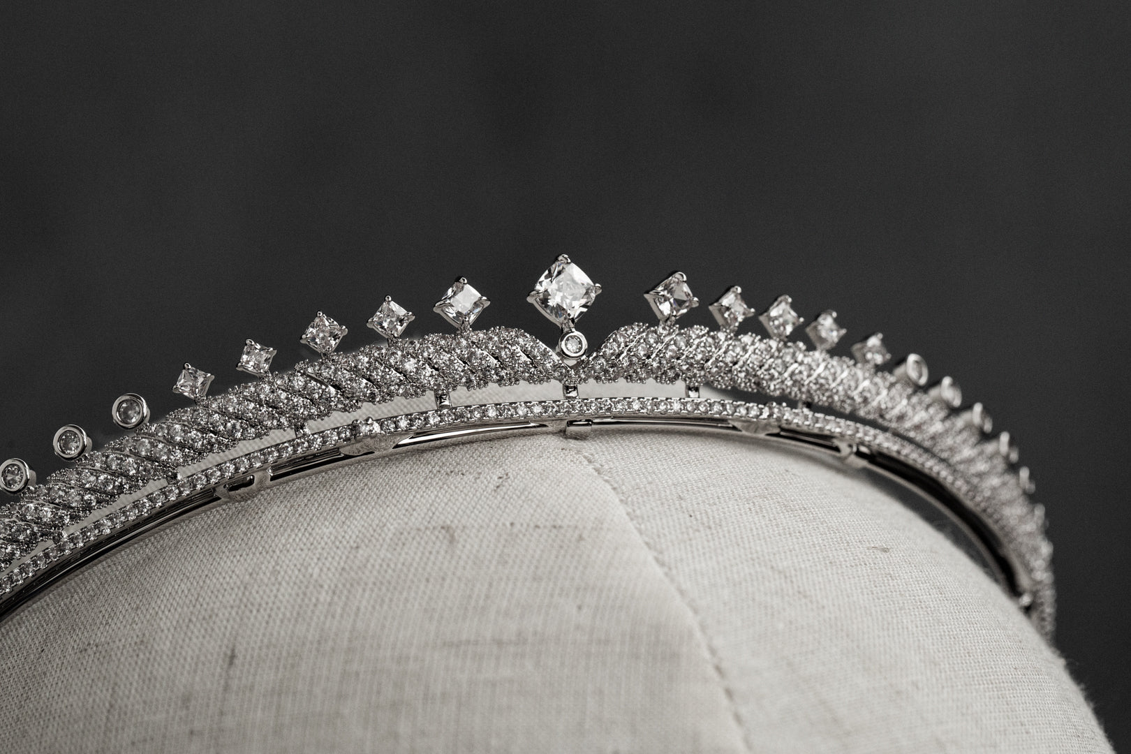 Bridal Tiara with Natural Zircon – 24K White Gold-Plated, S925 Silver