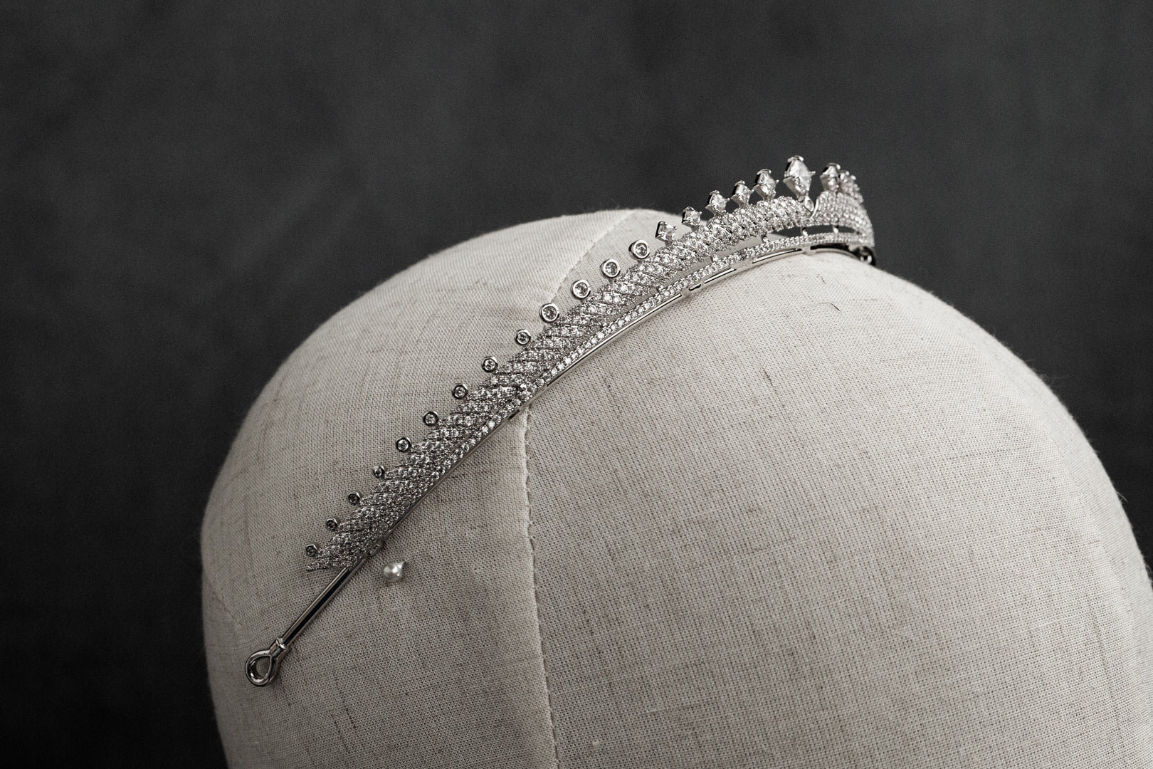 Bridal Tiara with Natural Zircon – 24K White Gold-Plated, S925 Silver