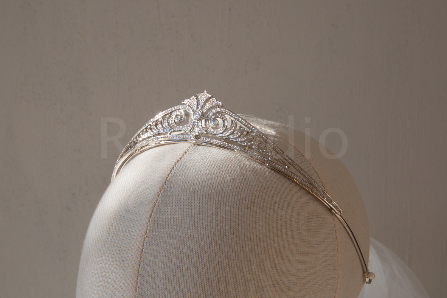 Vintage Scroll Crystal Tiara – Platinum Plated Bridal Crown with Cubic Zirconia for Wedding or Prom