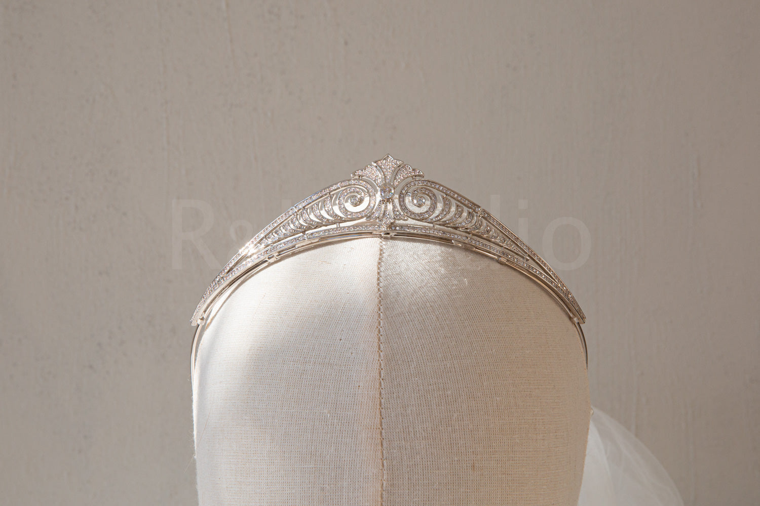 Vintage Scroll Crystal Tiara – Platinum Plated Bridal Crown with Cubic Zirconia for Wedding or Prom
