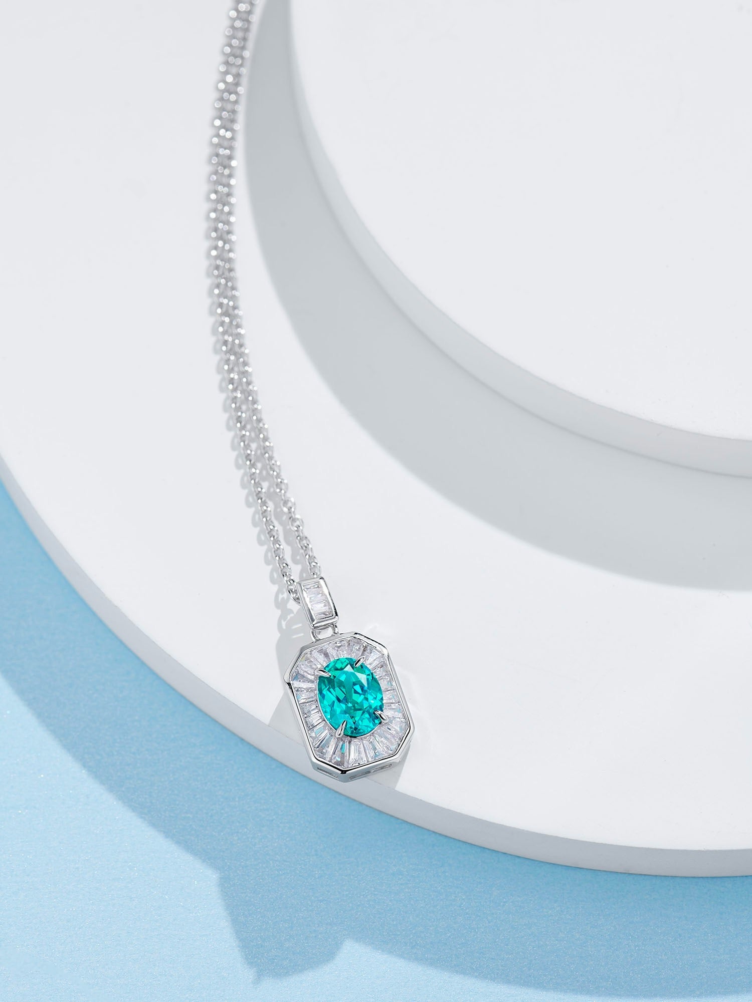 1.5CT Lab-Created Paraiba Tourmaline Necklace – Square Cut, Gold-Plated S925 Silver