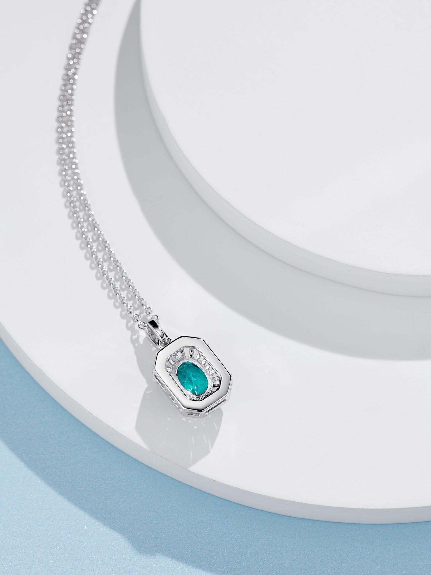 1.5CT Lab-Created Paraiba Tourmaline Necklace – Square Cut, Gold-Plated S925 Silver