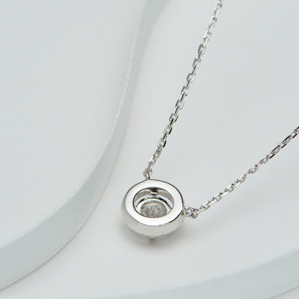 Halo Zircon Necklace & Earring Set – 1.25CT + 1CT Stones, 18K White Gold Plated Silver