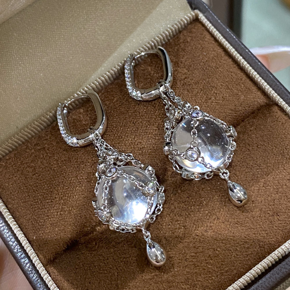 12mm Swarovski Pearl & 3A Crystal Drop Earrings, Interchangeable Design, CZ + White Gold Plated S925, Daily Wear Gift