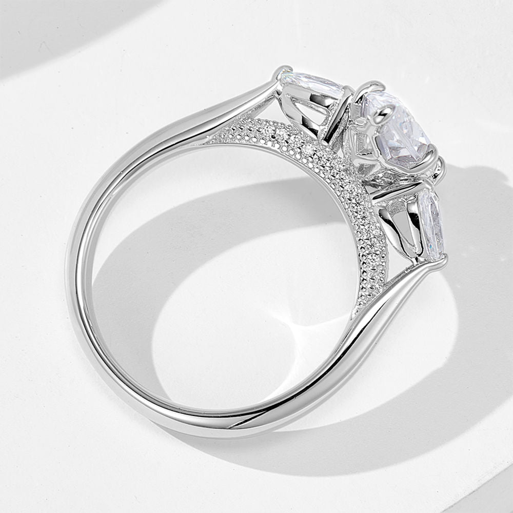 Marquise Cut 2CT Three Stone Ring, Cubic Zirconia Gold or White Gold Plated Sterling Silver, Daily Wear Gift