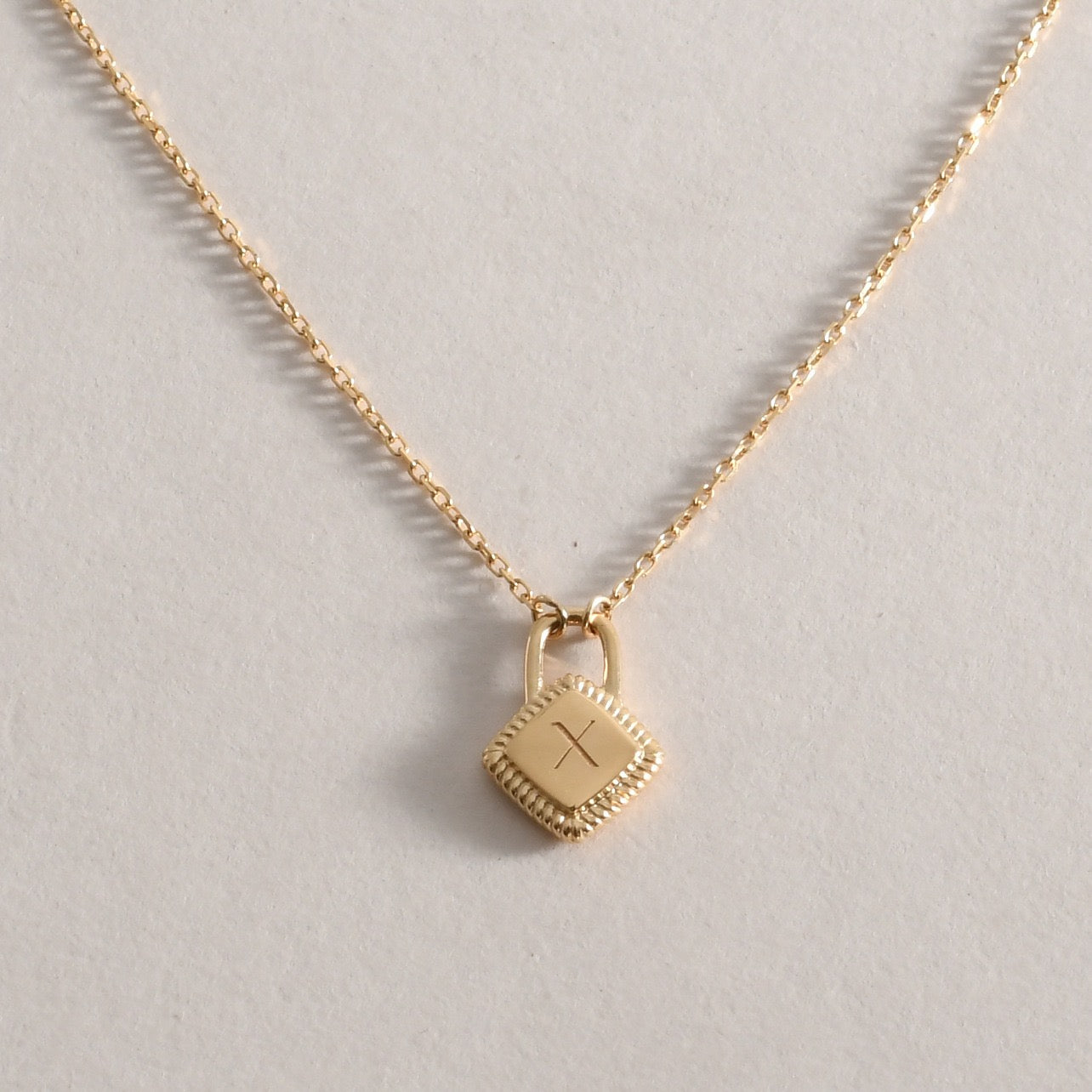 Personalized Initial Lock Necklace – 14K Gold Plated Sterling Silver