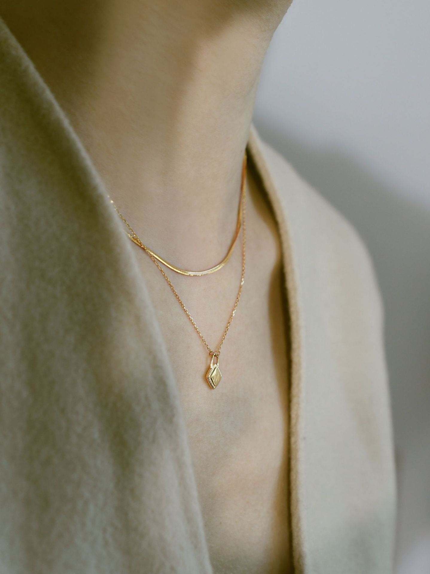 Personalized Initial Lock Necklace – 14K Gold Plated Sterling Silver