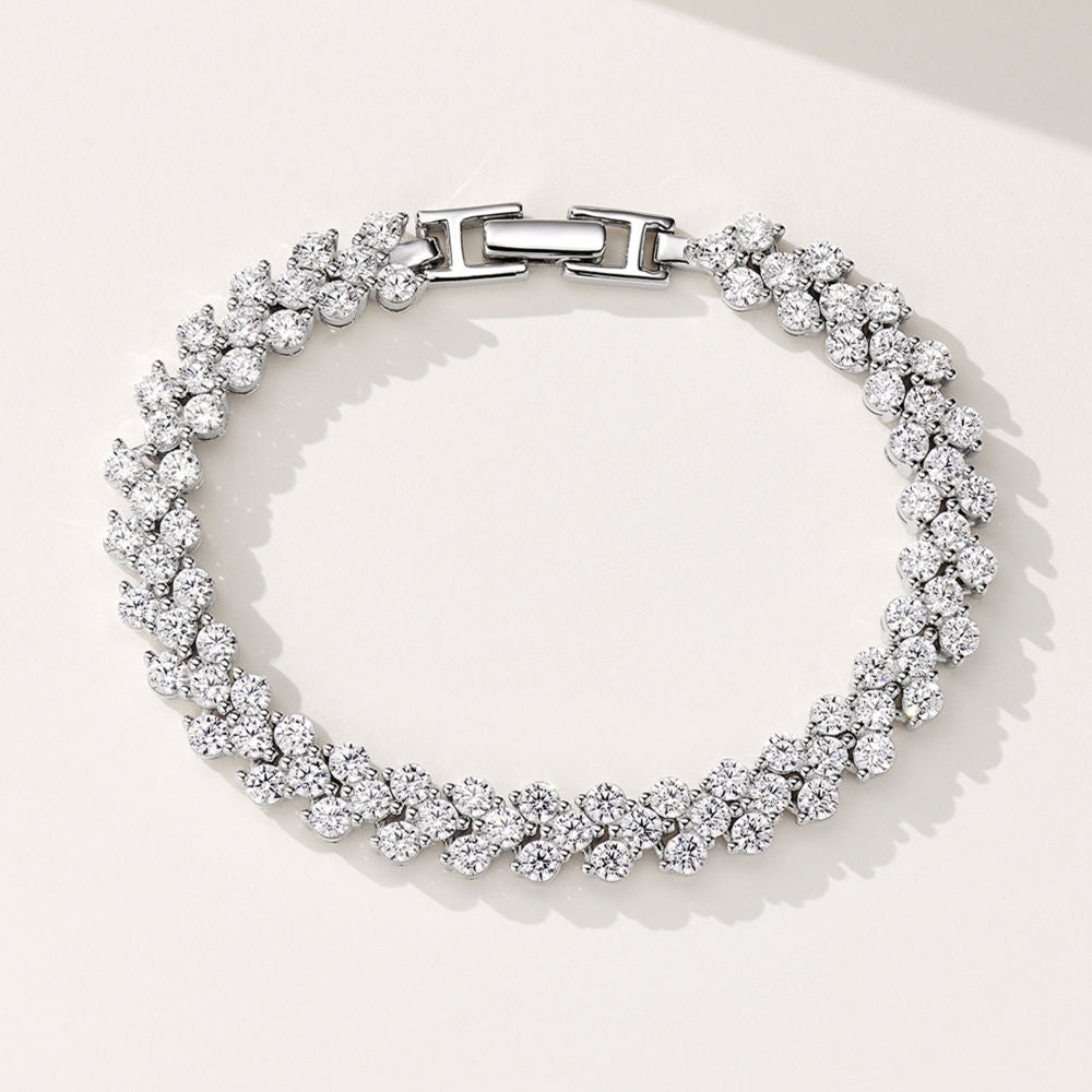 Silver-Tone Bracelet with Pavé Zircon Setting – Formal Jewelry
