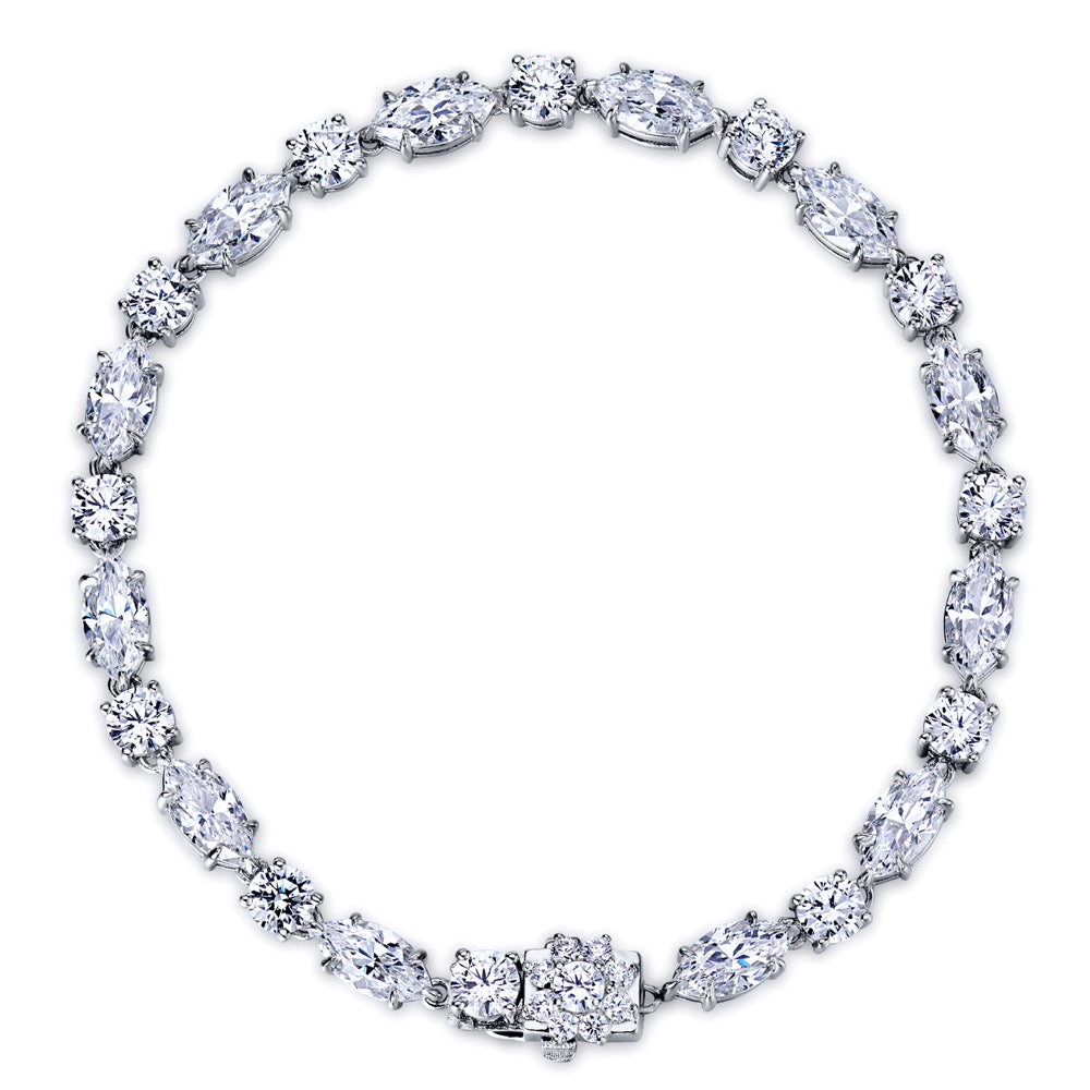 Zircon Bracelet with 0.25CT Round & 0.5CT Marquise Stones – Gold-Plated Silver
