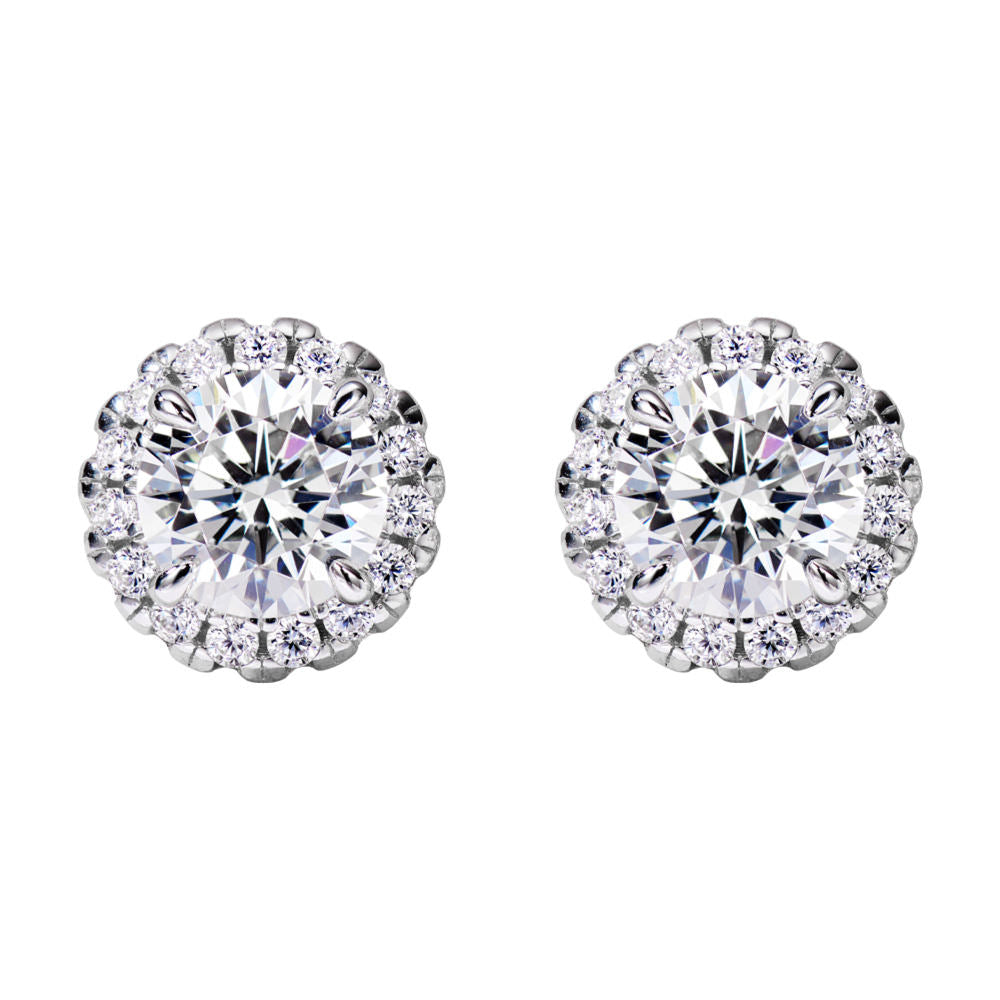 Halo Zircon Necklace & Earring Set – 1.25CT + 1CT Stones, 18K White Gold Plated Silver