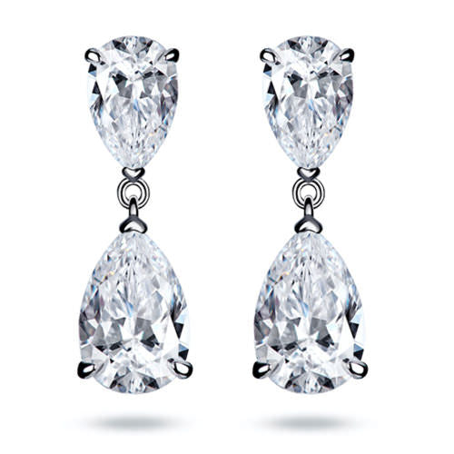 Teardrop Zircon Earrings – 1.5CT + 0.75CT, 18K Gold-Plated S925 Silver