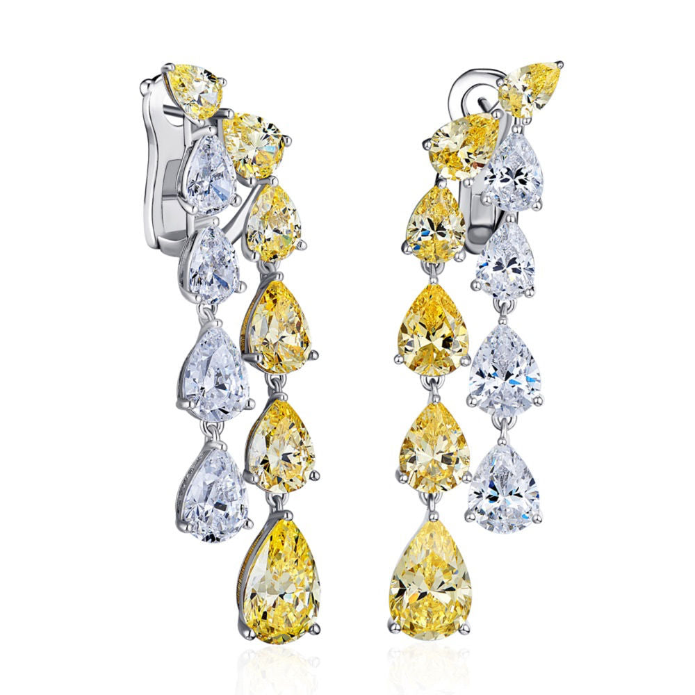 Teardrop Zircon Earrings – Gold-Plated Silver, Clear & Yellow Stone Options