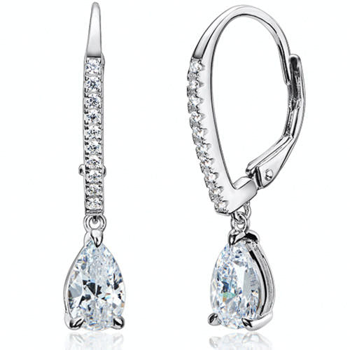 Pear-Cut Zircon Drop Earrings – 0.8CT Gold-Plated Silver with Hook Design