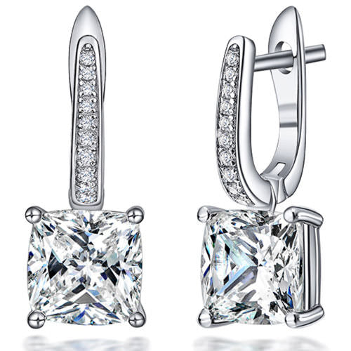 Square-Cut Natural Zircon Earrings – 2.25CT Stones, Gold-Plated Silver Hooks