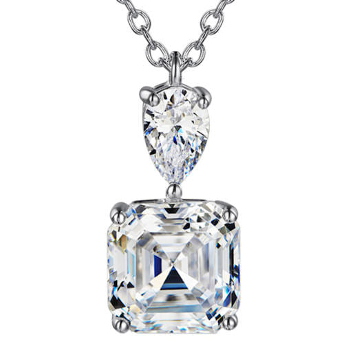 Square-Cut Zircon Jewelry Set – Necklace & Stud Earrings in Silver Tone