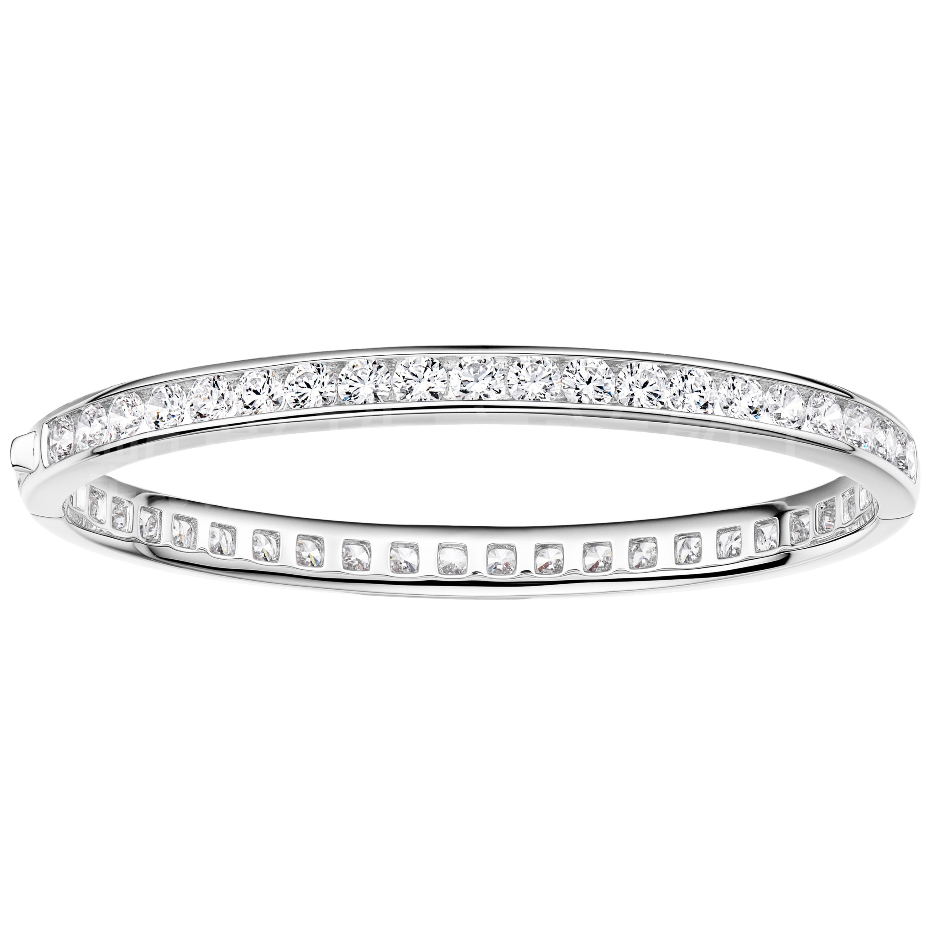 925 Sterling Silver Channel-Set Cubic Zirconia Tennis Bangle Bracelet for Women