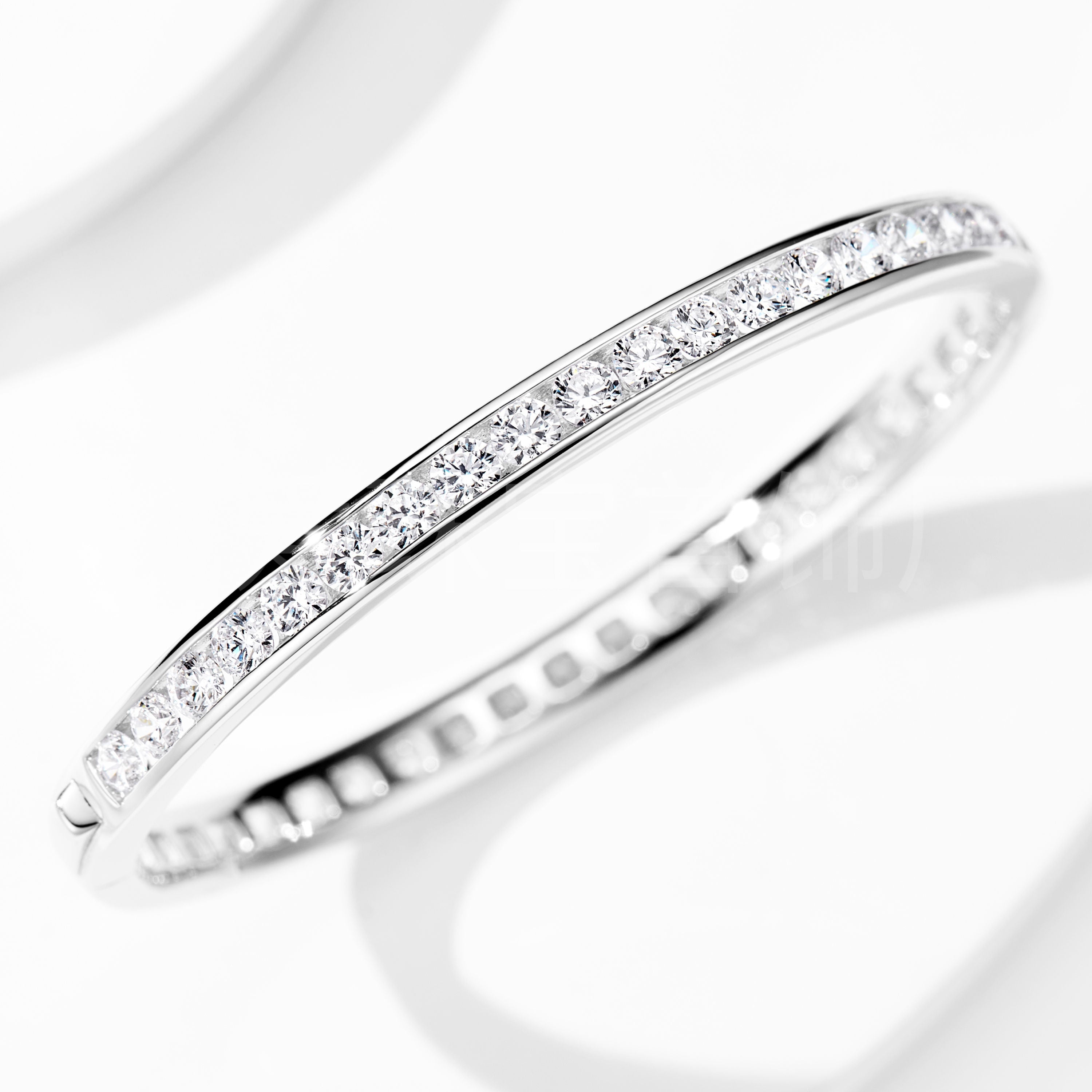 925 Sterling Silver Channel-Set Cubic Zirconia Tennis Bangle Bracelet for Women