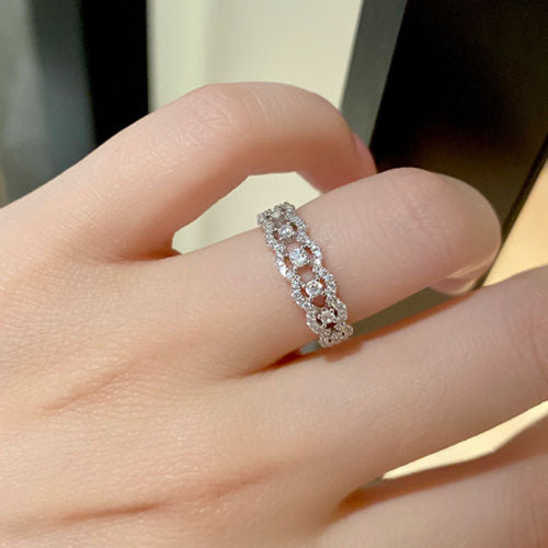 Sterling Silver Vintage Style Zirconia Band Ring for Women