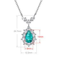 Sterling Silver Lab-Created Paraiba Tourmaline Pendant Necklace – 6x10mm Teardrop Stone
