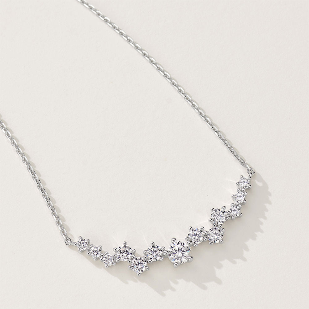 Graduated Round Cut Cubic Zirconia Adjustable Necklace, 18K Gold or White Gold Plated Sterling Silver, Daily Wear Gift