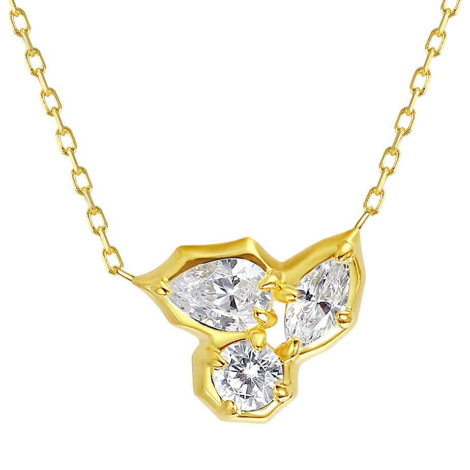 Sterling Silver Butterfly Pendant Necklace with Marquise and Round Cubic Zirconia