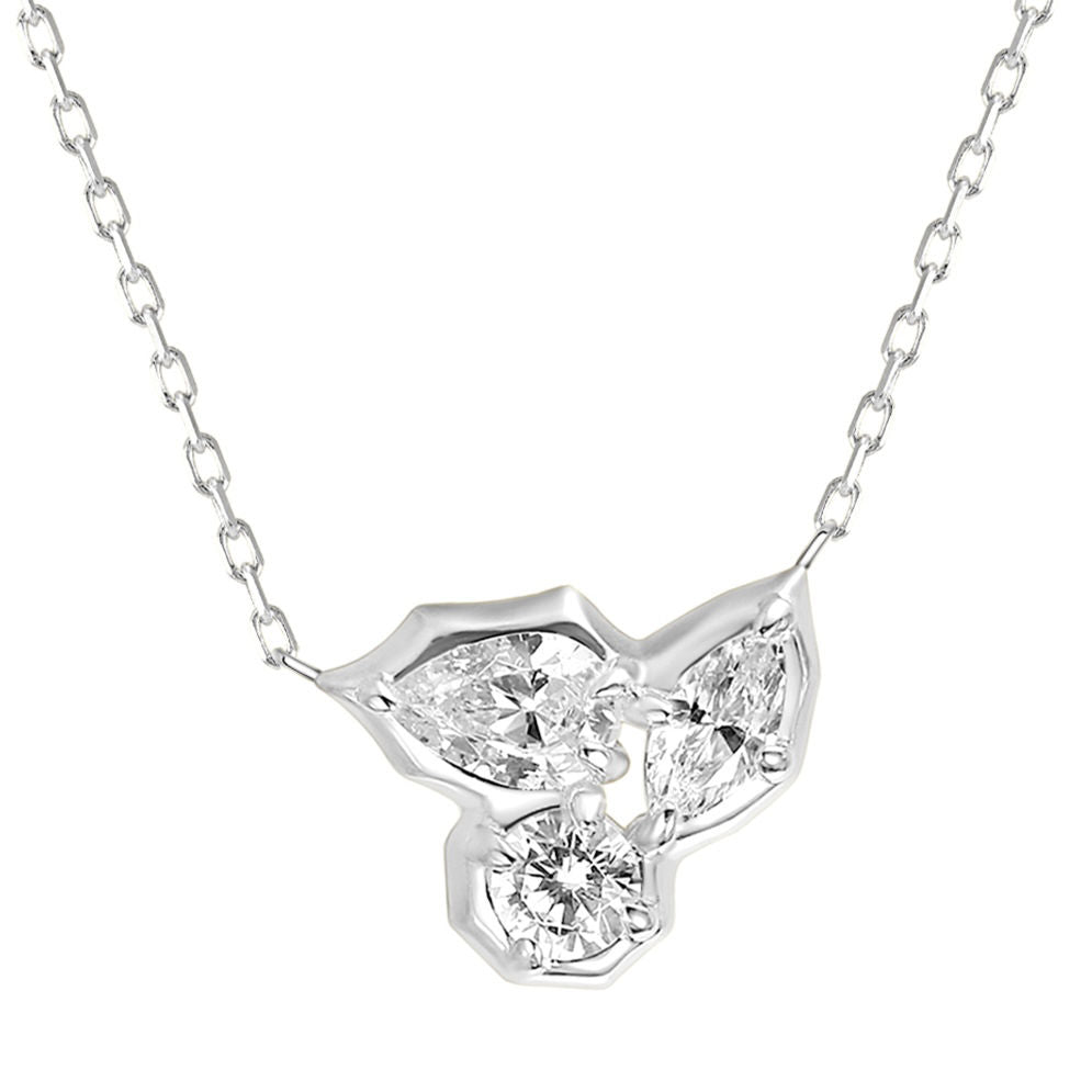 Sterling Silver Butterfly Pendant Necklace with Marquise and Round Cubic Zirconia