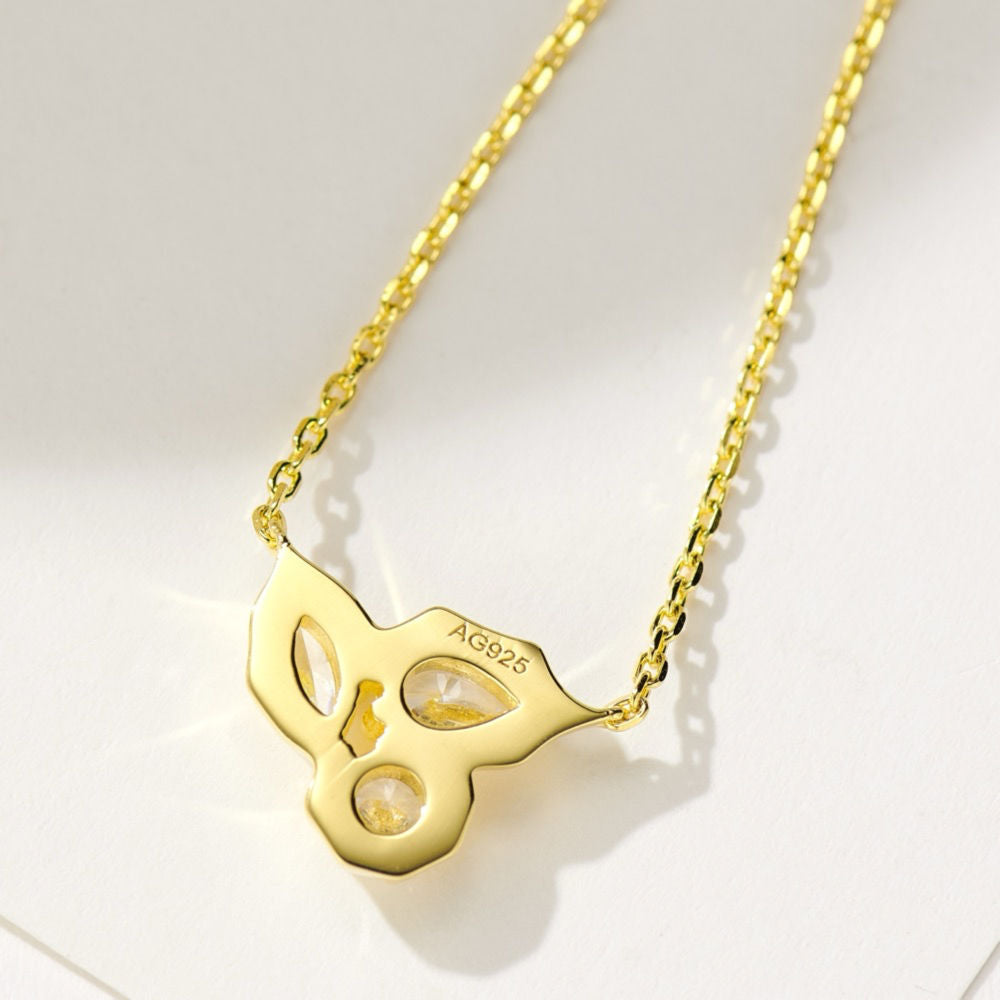 Sterling Silver Butterfly Pendant Necklace with Marquise and Round Cubic Zirconia
