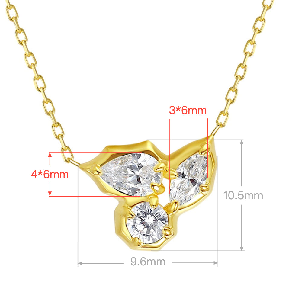 Sterling Silver Butterfly Pendant Necklace with Marquise and Round Cubic Zirconia