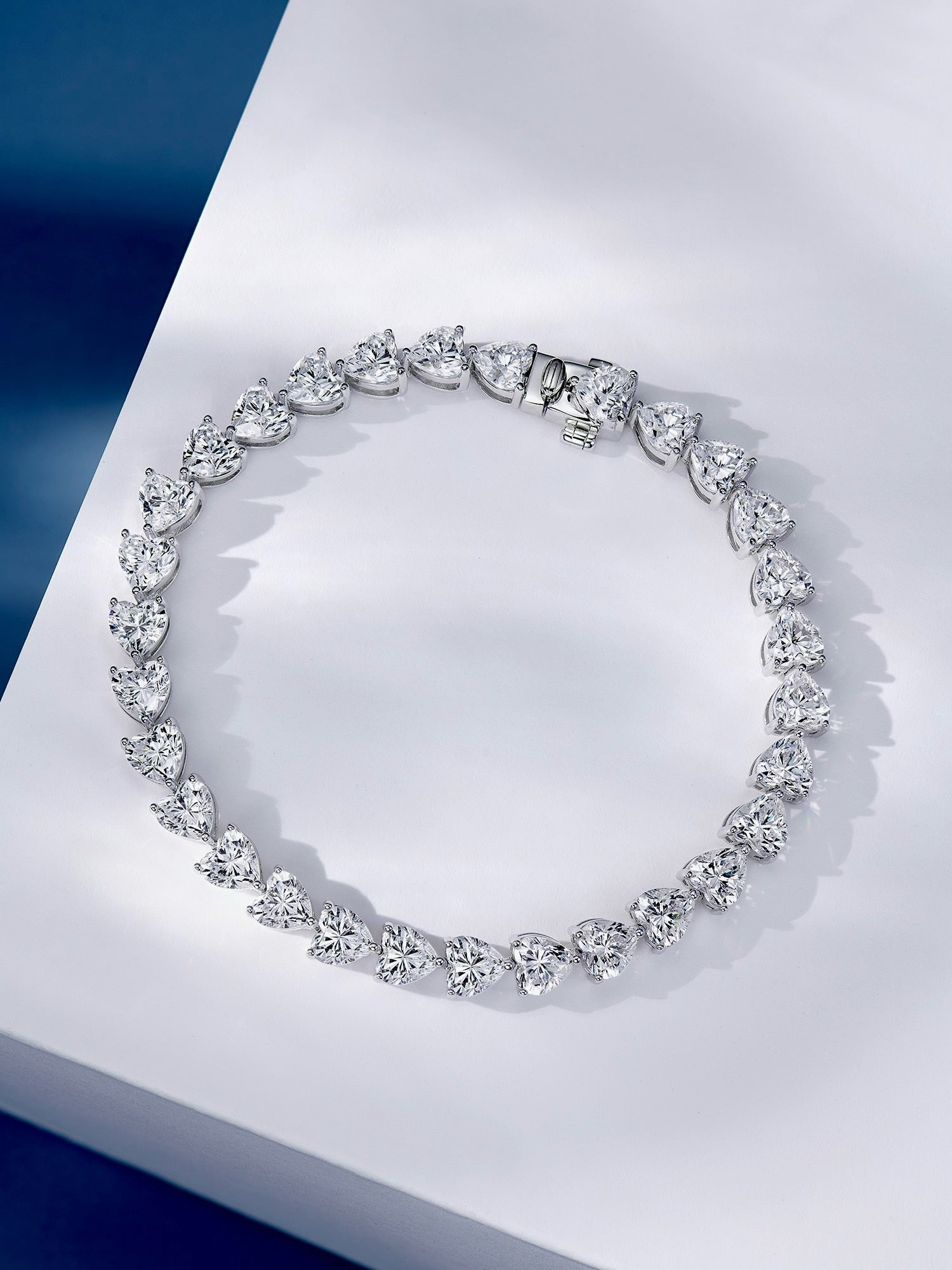 Heart-Shaped Zircon Bracelet – Natural Stones Set in Silver, Romantic Design