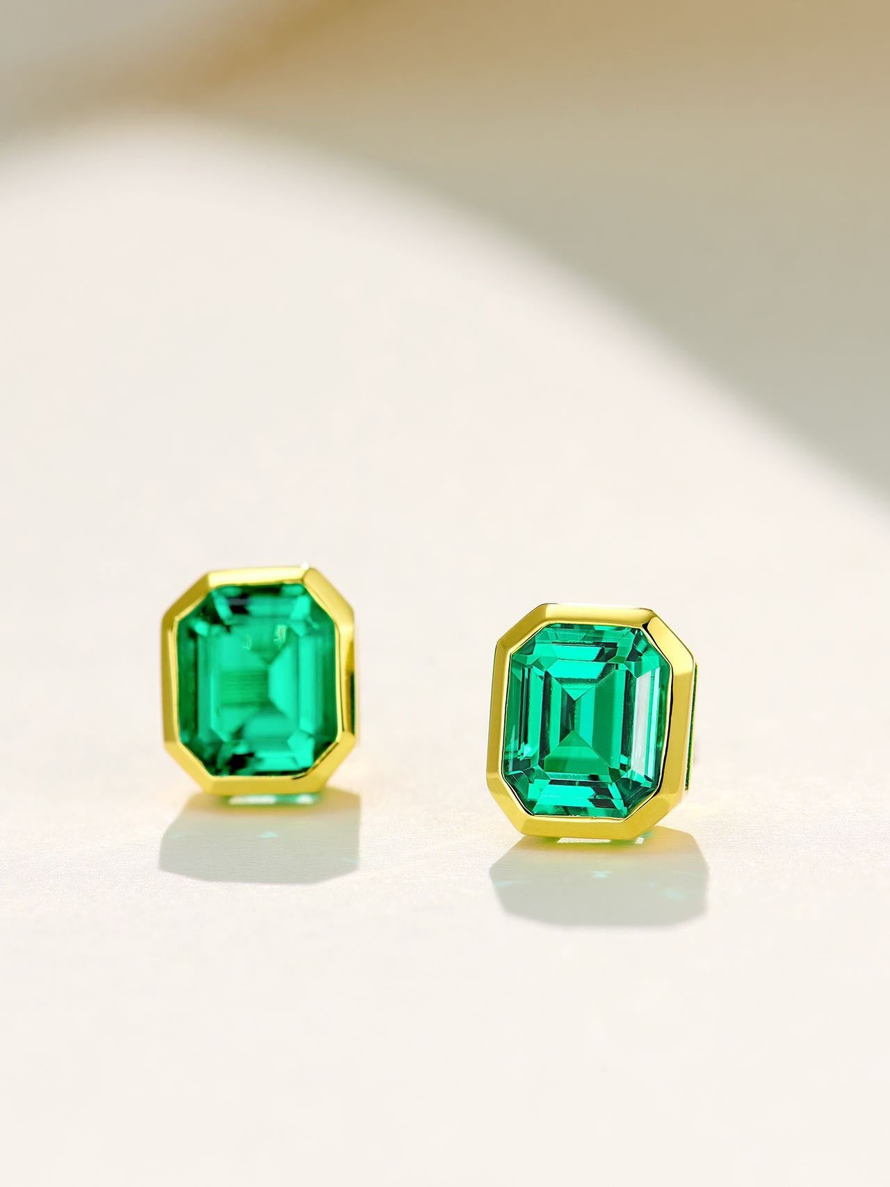 1.3CT Colombian Emerald Jewelry Set – 18K Gold Plated S925 Necklace & Earrings