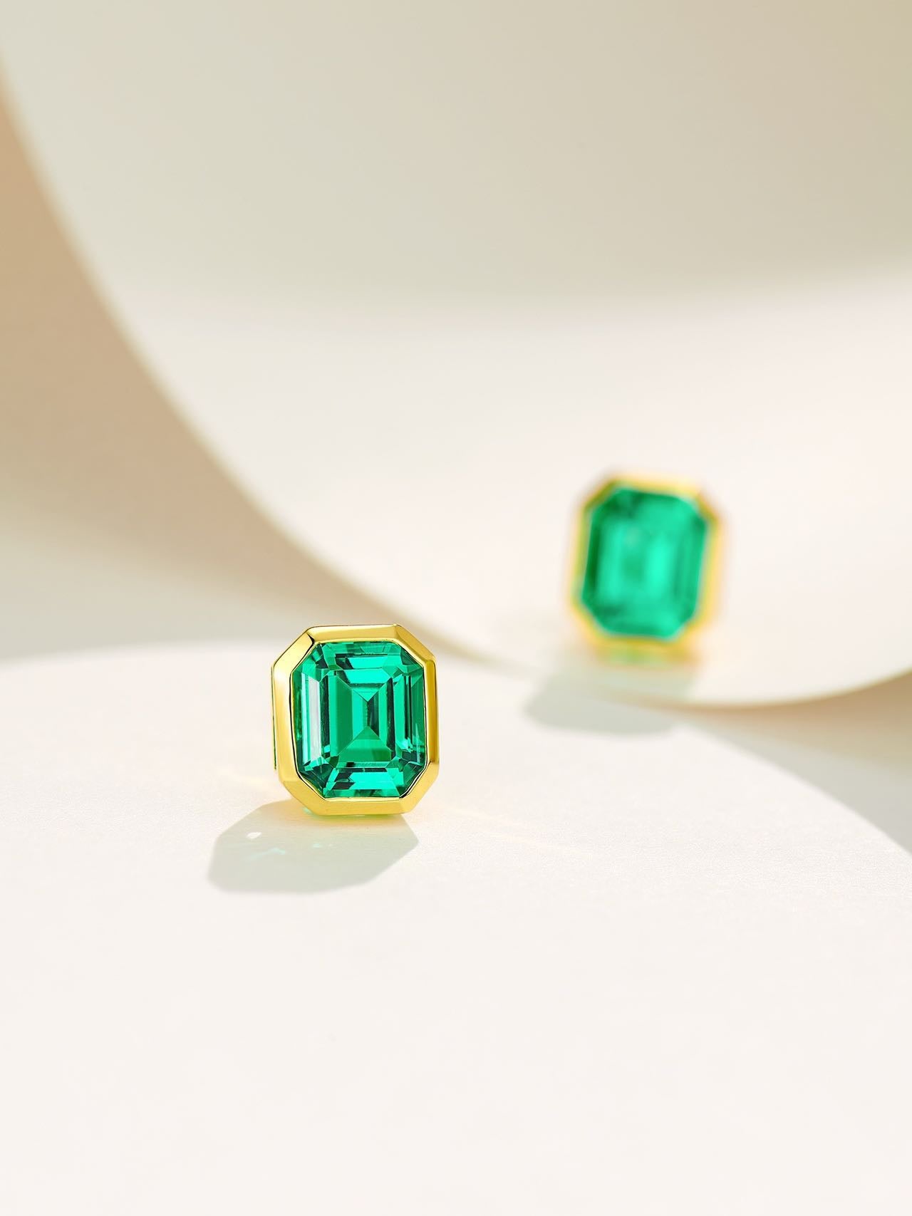 1.3CT Colombian Emerald Jewelry Set – 18K Gold Plated S925 Necklace & Earrings