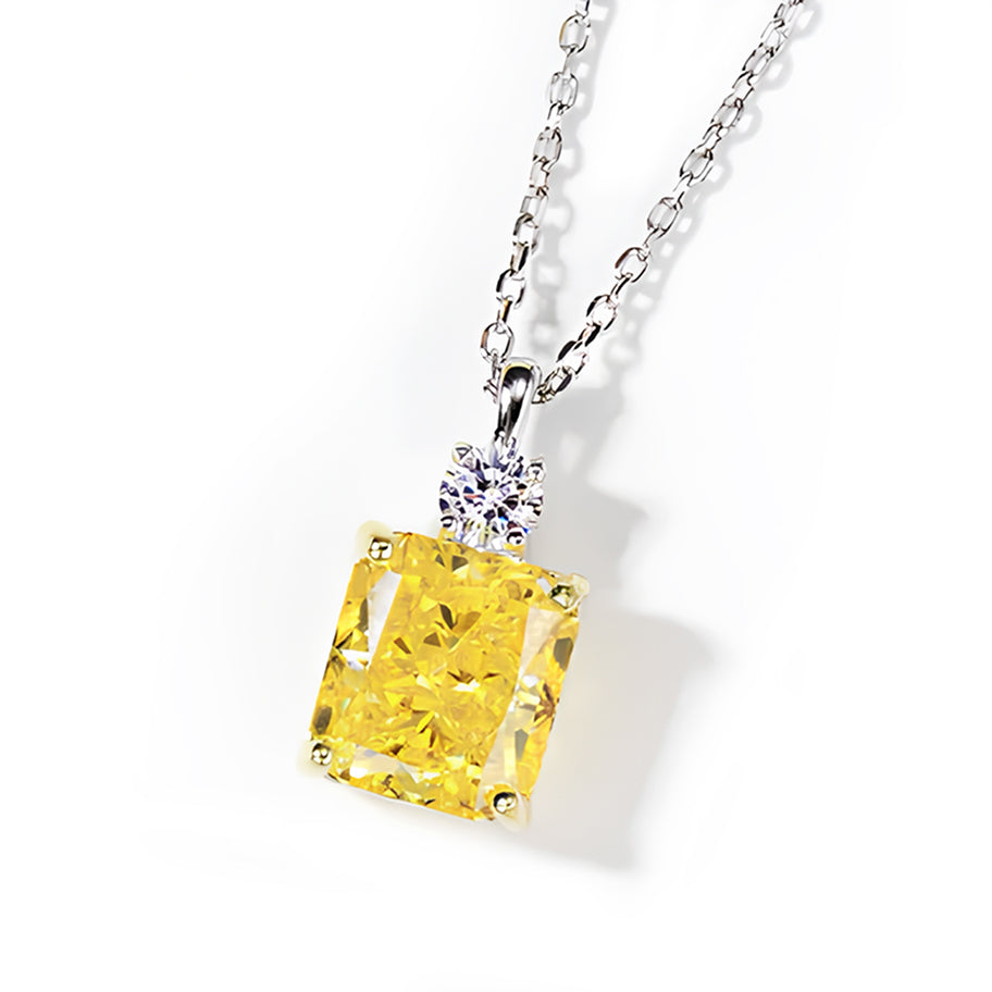 5CT Zircon Jewelry Set – Necklace & Stud Earrings in 18K White Gold-Plated Silver