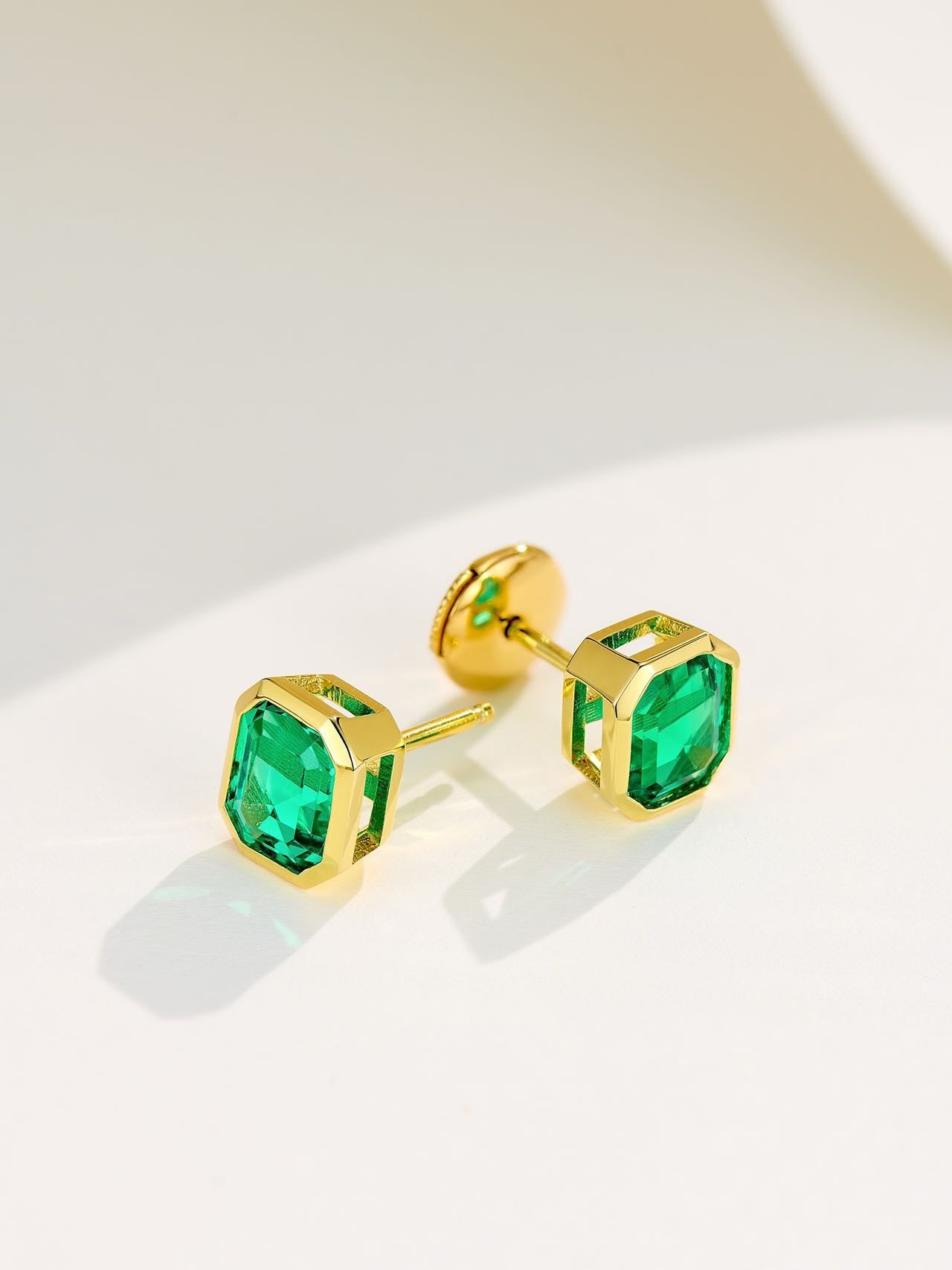 1.3CT Colombian Emerald Jewelry Set – 18K Gold Plated S925 Necklace & Earrings