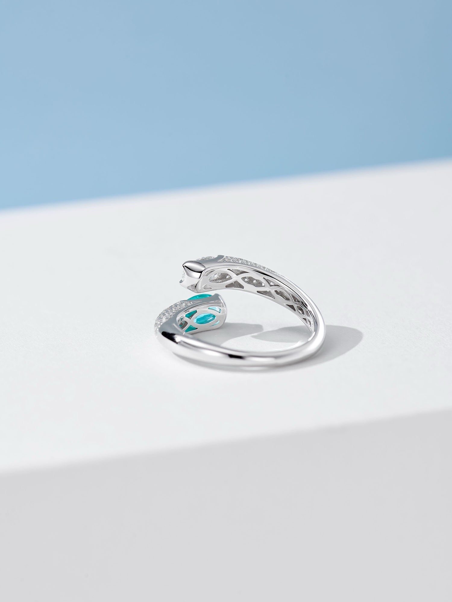 Captivating Paraiba Tourmaline and Zircon Open Ring