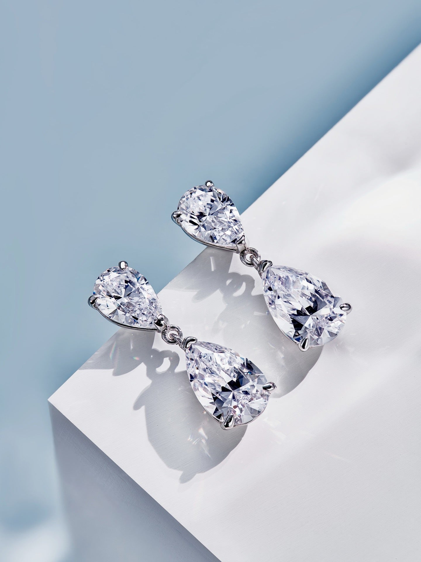 Teardrop Zircon Earrings – 1.5CT + 0.75CT, 18K Gold-Plated S925 Silver