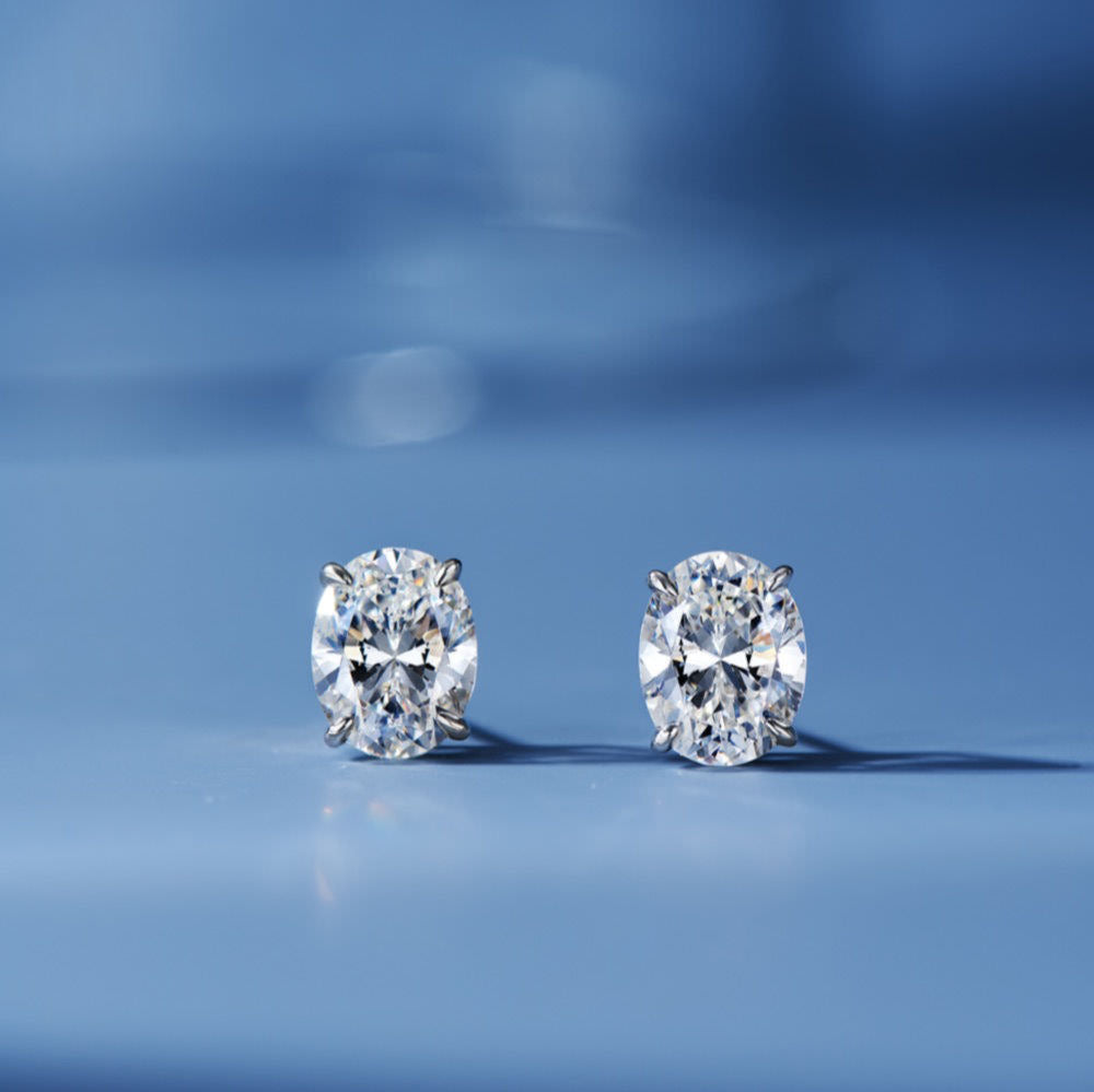 2CT Oval-Cut Zircon Stud Earrings – S925 Sterling Silver, Hypoallergenic