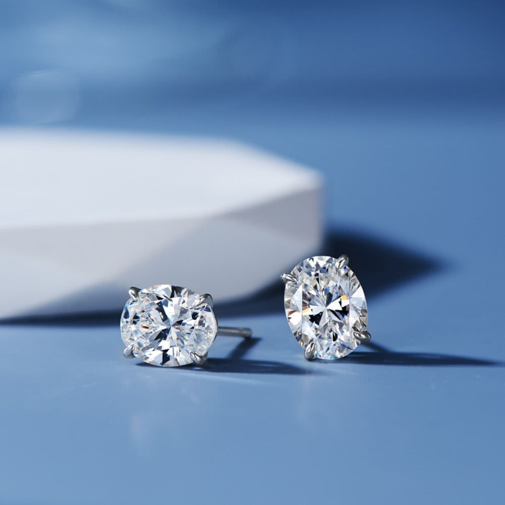 2CT Oval-Cut Zircon Stud Earrings – S925 Sterling Silver, Hypoallergenic