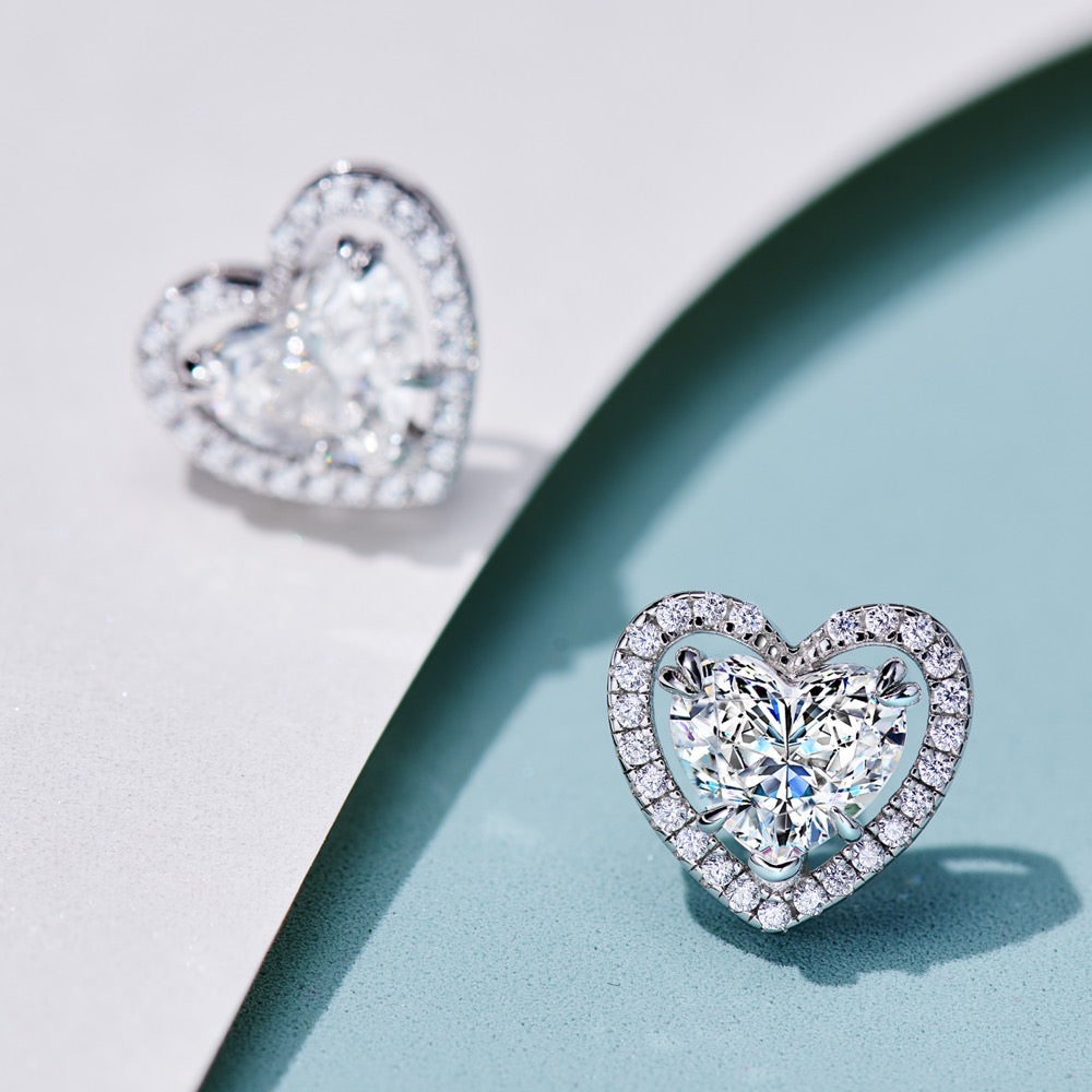 Heart-Shaped Zircon Jewelry Set – 1CT 6×7mm Stones, S925 Silver, 45cm Necklace