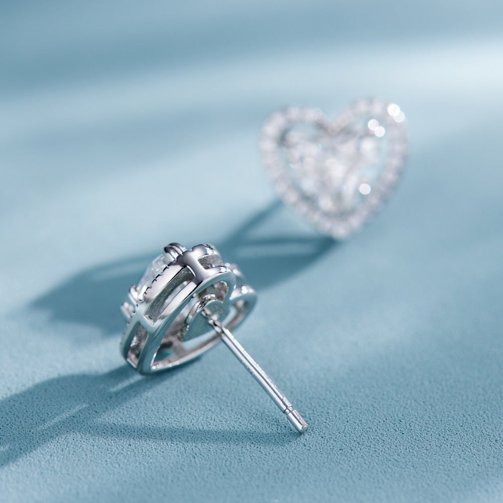Heart-Shaped Zircon Jewelry Set – 1CT 6×7mm Stones, S925 Silver, 45cm Necklace
