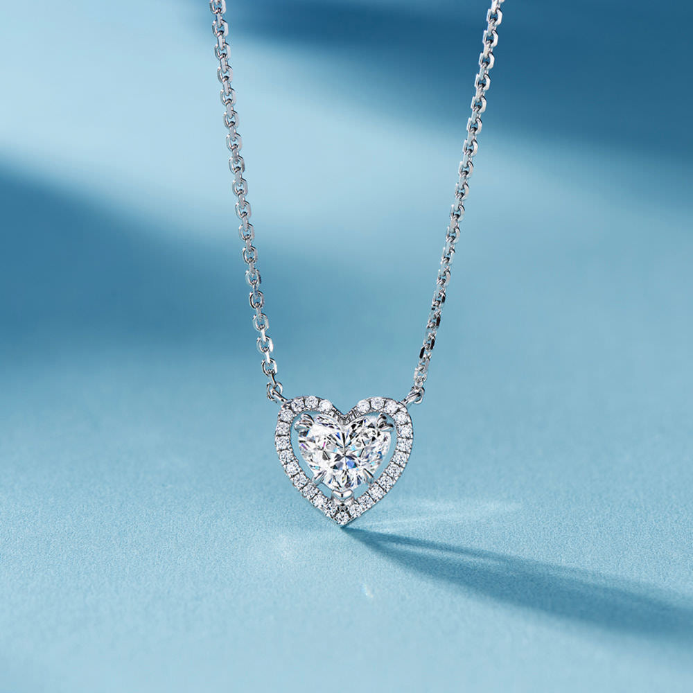 Heart-Shaped Zircon Jewelry Set – 1CT 6×7mm Stones, S925 Silver, 45cm Necklace