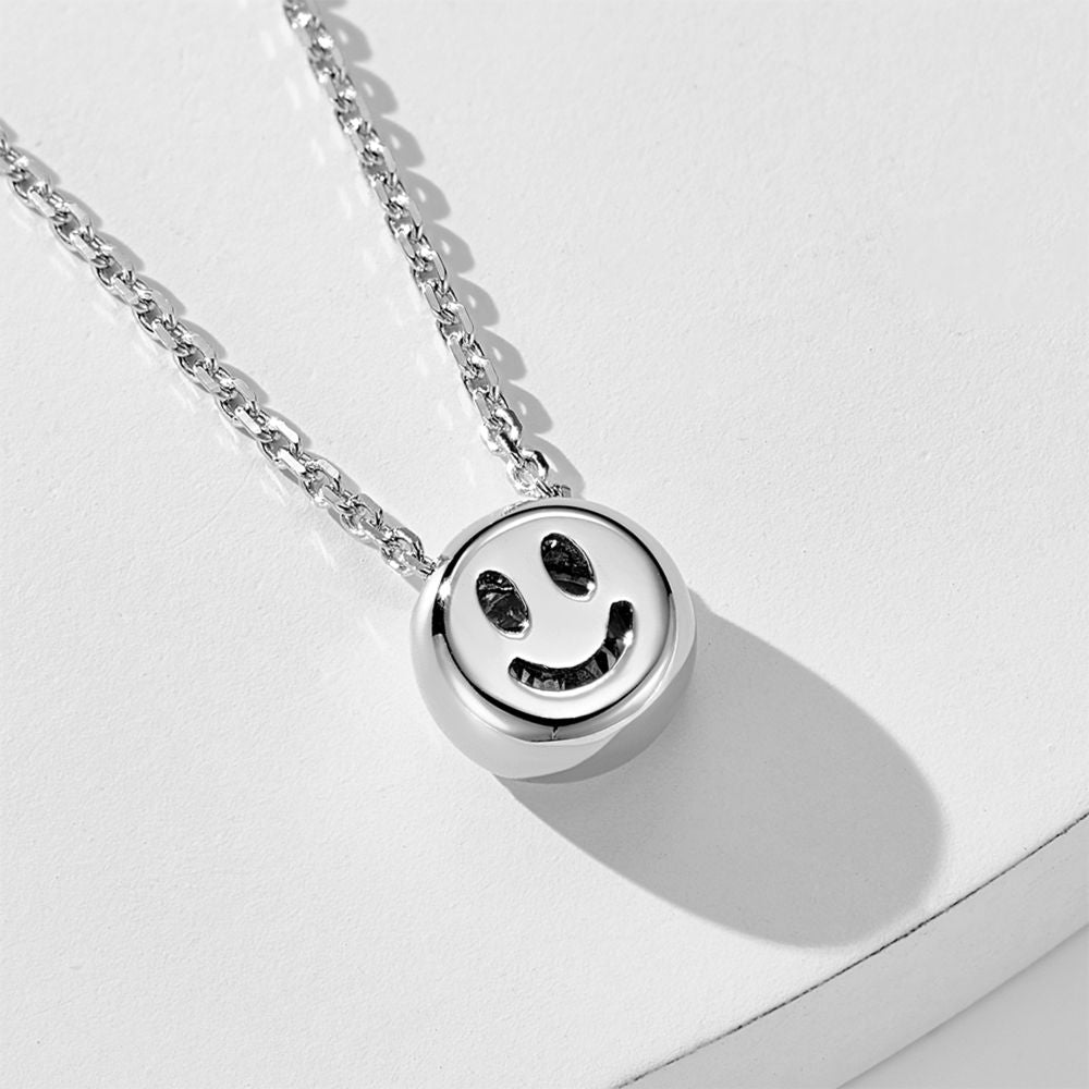 Smiley Face 0.60CT Pendant Necklace, Cubic Zirconia Gold Plated Sterling Silver, Daily Wear Gift