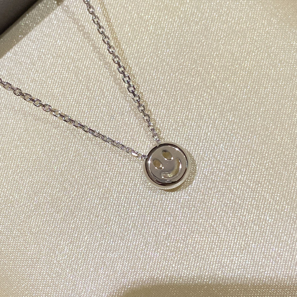 Smiley Face 0.60CT Pendant Necklace, Cubic Zirconia Gold Plated Sterling Silver, Daily Wear Gift