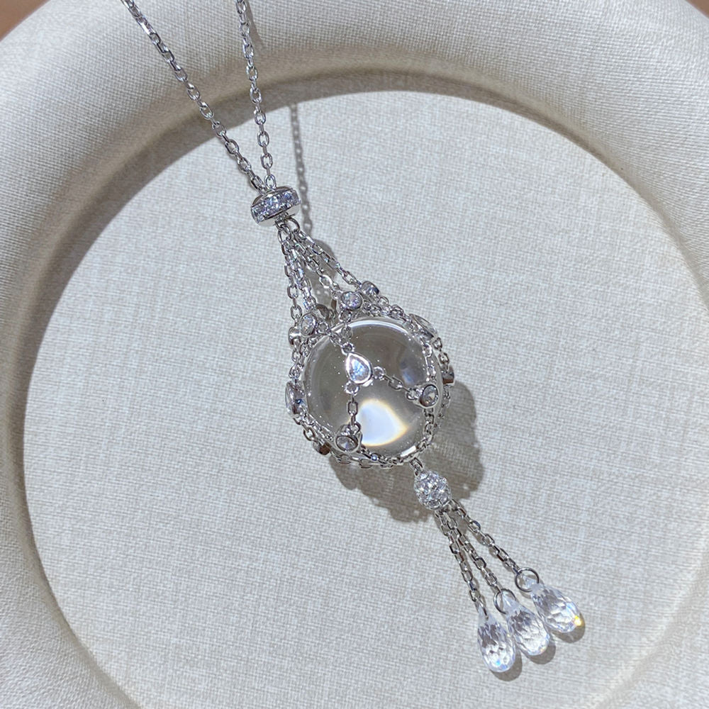 16mm Swarovski Pearl &  3A Crystal Mesh Pendant Necklace, Interchangeable Design, CZ + Gold or White Gold Plated Silver, Daily Wear Gift