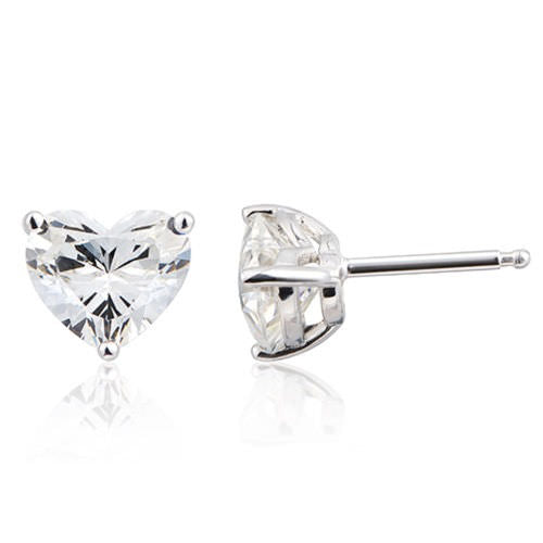 1CT Heart-Shaped Zircon Stud Earrings – S925 Sterling Silver