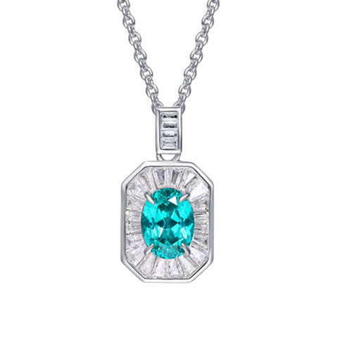 1.5CT Lab-Created Paraiba Tourmaline Necklace – Square Cut, Gold-Plated S925 Silver