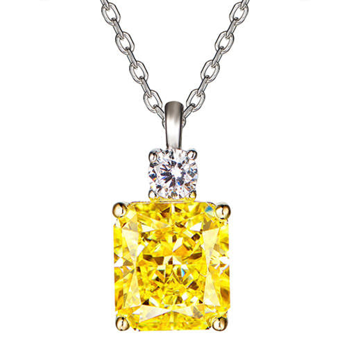 5CT Zircon Jewelry Set – Necklace & Stud Earrings in 18K White Gold-Plated Silver